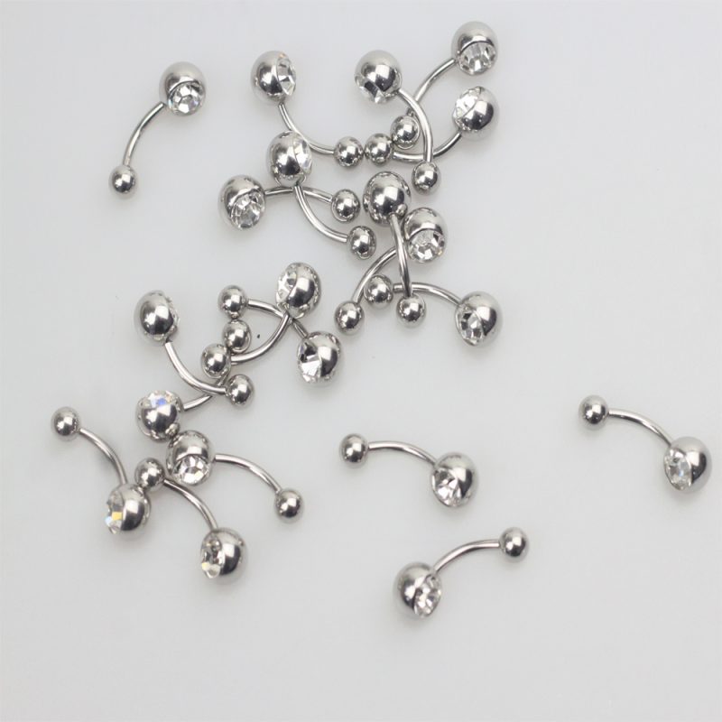 External Thread Single Gem Jeweled Navel Ring