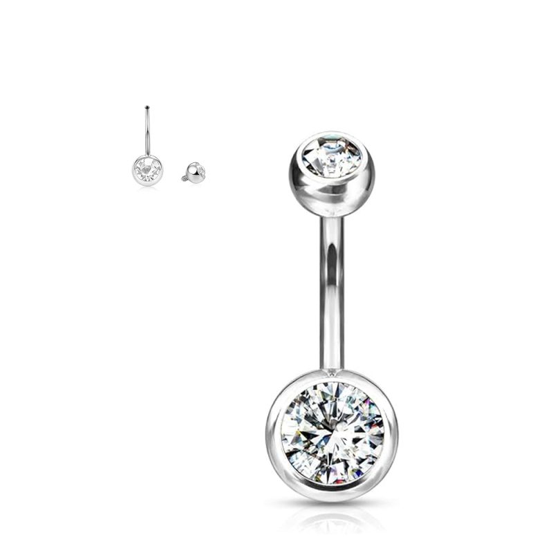 Double-jeweled navel barbell
