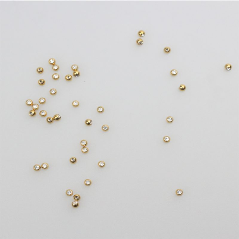 External Threaded  Ball With Gem Anodized Gold